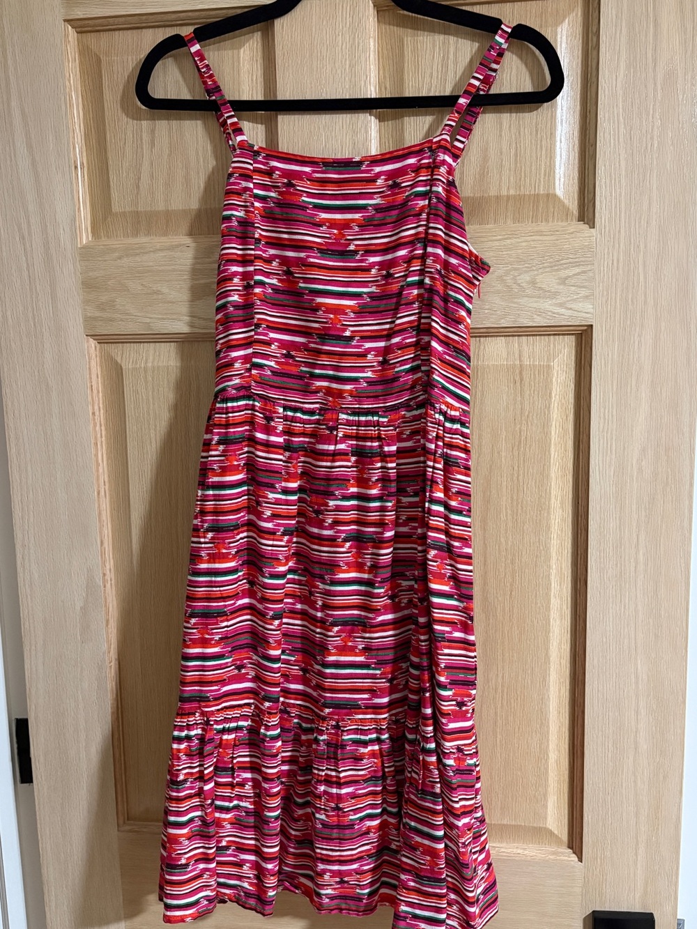 NWOT Loft Smocked Back Ikat Aztec Red Mini Sundress Lined Boho Size 2